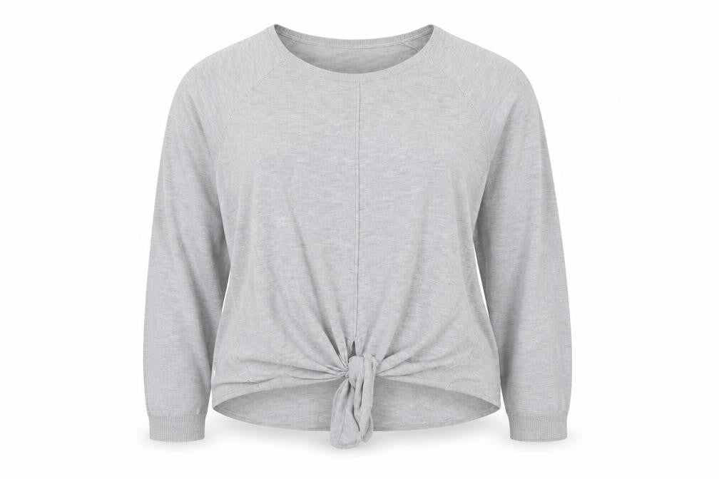 Marks and Spencer Women Grey UK 14 Tie Front Jersey Top Long Sleeve