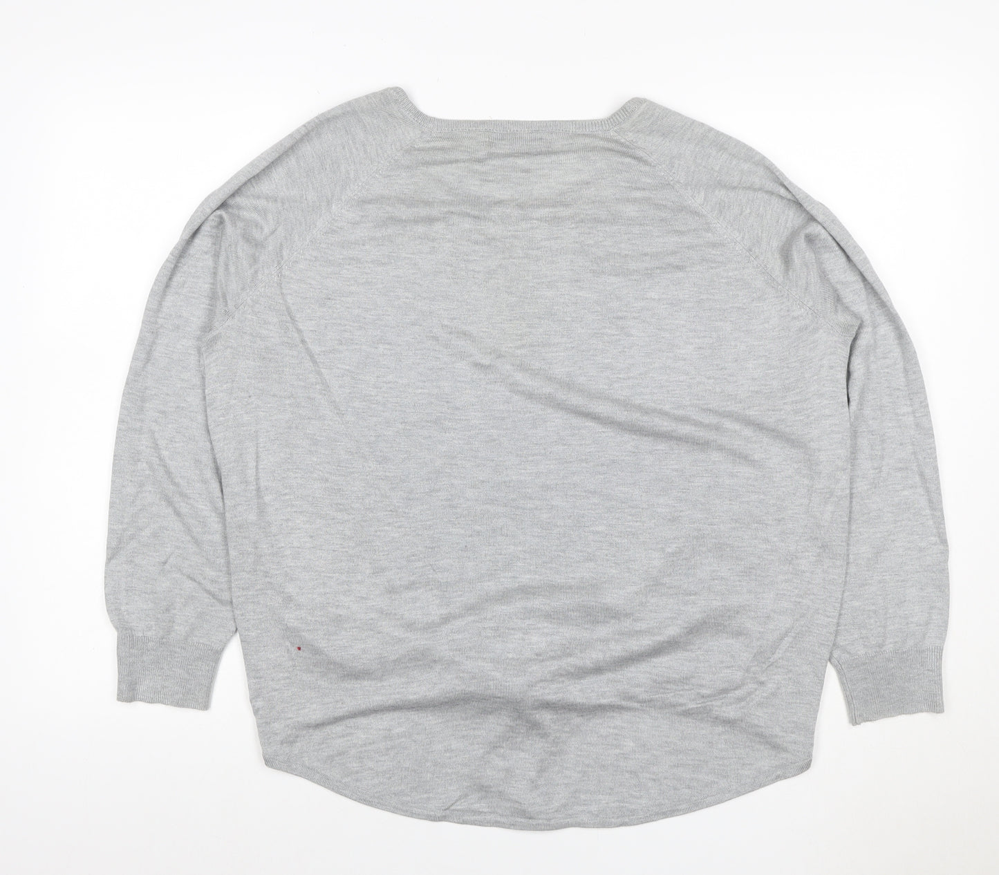 Marks and Spencer Women Grey UK 14 Tie Front Jersey Top Long Sleeve