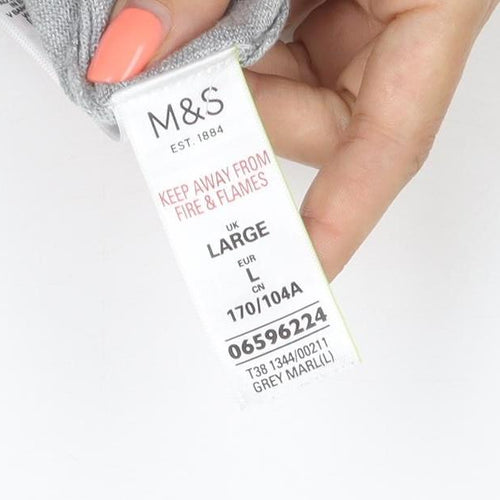 Marks and Spencer Women Grey UK 14 Tie Front Jersey Top Long Sleeve