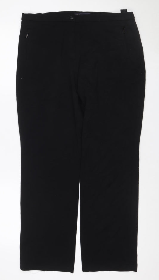 Marks & Spencer Women Black UK 14 Wide Leg Dress Trousers Workwear