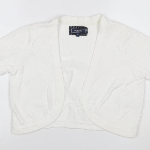Maine New England Women’s White UK 16 Open Knit Short Sleeve Shrug