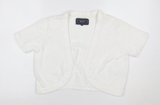 Maine New England Women’s White UK 16 Open Knit Short Sleeve Shrug