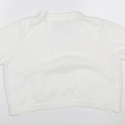Maine New England Women’s White UK 16 Open Knit Short Sleeve Shrug