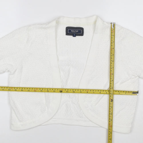 Maine New England Women’s White UK 16 Open Knit Short Sleeve Shrug