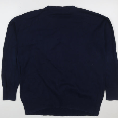 Maine New England Women’s Navy Heart Knit Jumper Size 14 Cotton