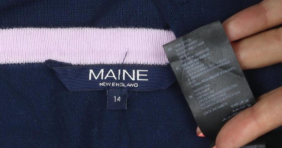 Maine New England Women’s Navy Heart Knit Jumper Size 14 Cotton