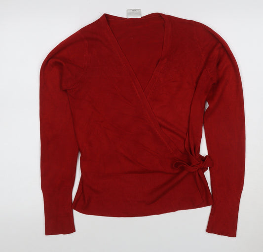 NEXT Women’s Red UK 12 Wrap V-Neck Belted Knit Jumper