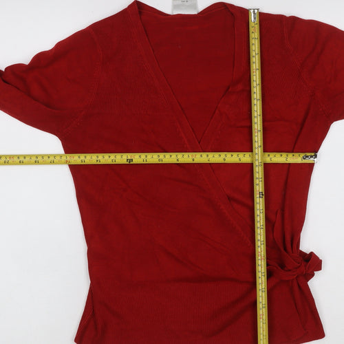 NEXT Women’s Red UK 12 Wrap V-Neck Belted Knit Jumper