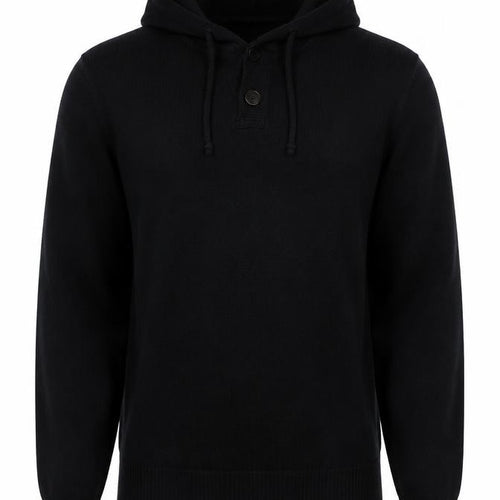 Abercrombie & Fitch Men's Black L Hooded Henley Cotton Jumper