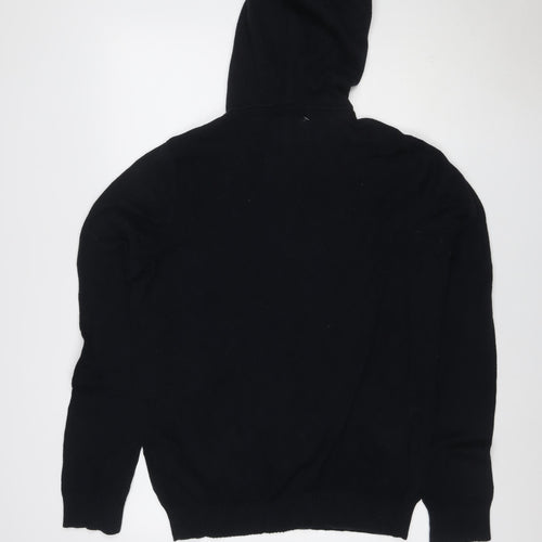 Abercrombie & Fitch Men's Black L Hooded Henley Cotton Jumper