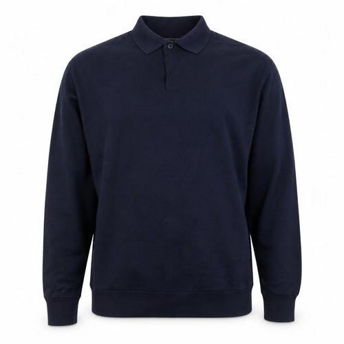 Marks and Spencer Men’s Blue L Long Sleeve Cotton Rich Polo