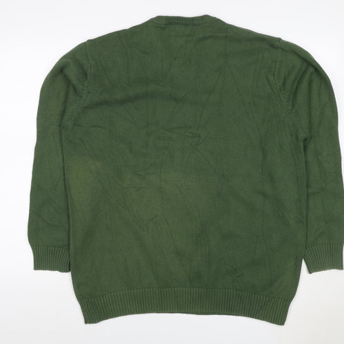 Maine New England Men's Green L V-Neck Pure Cotton Pullover Jumper