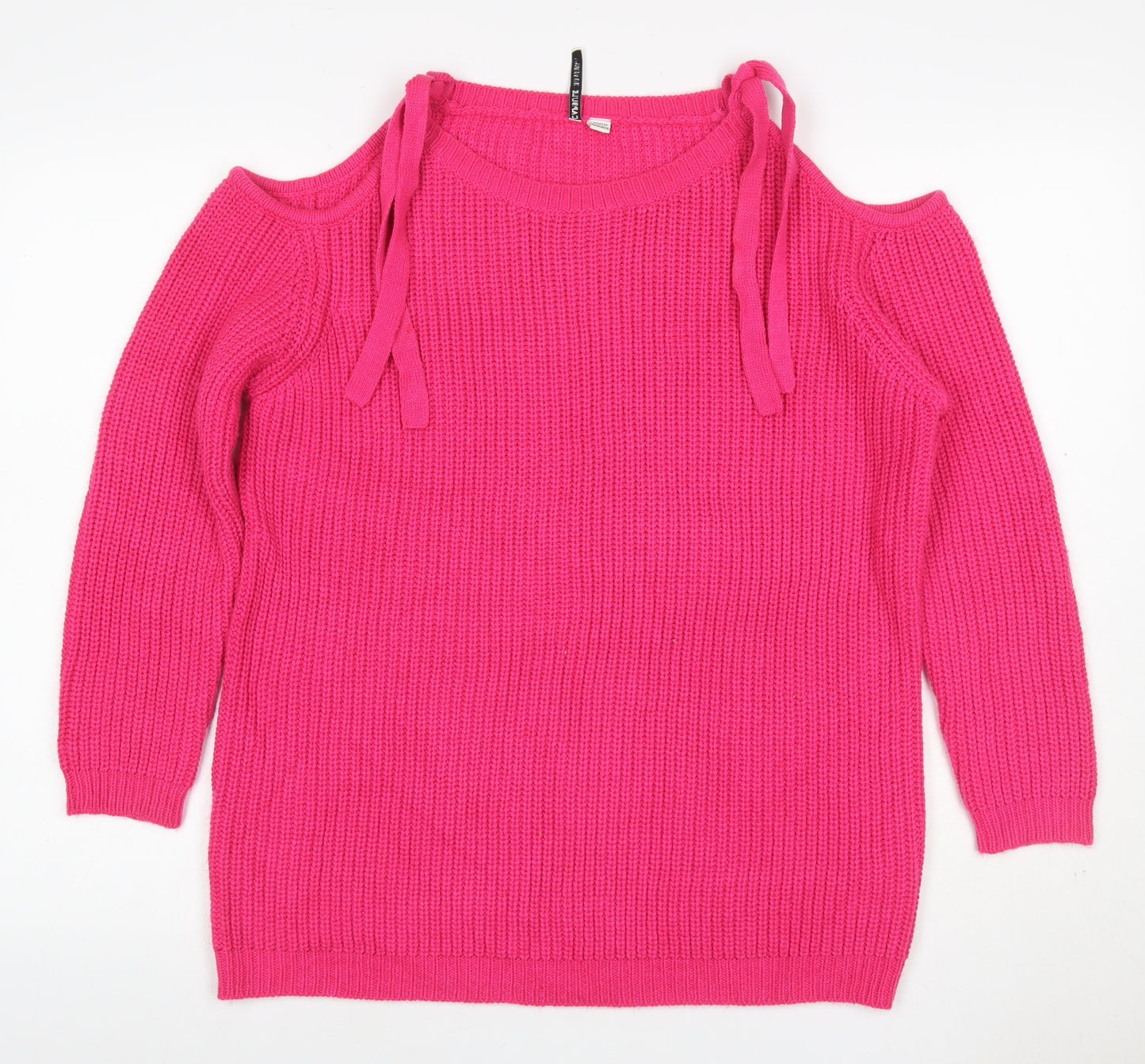 Capsule Women Pink UK 14 Cold Shoulder Long Sleeve Knit Tunic Jumper