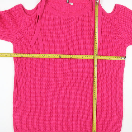 Capsule Women Pink UK 14 Cold Shoulder Long Sleeve Knit Tunic Jumper