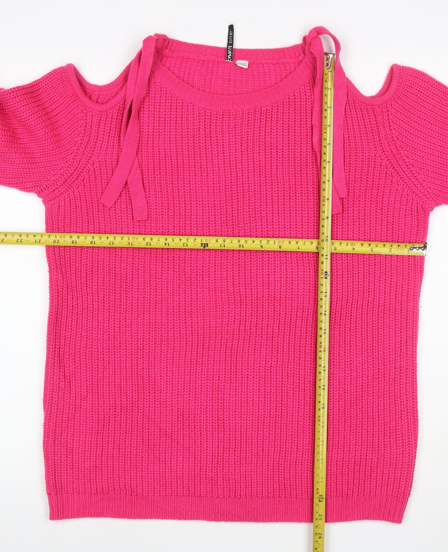 Capsule Women Pink UK 14 Cold Shoulder Long Sleeve Knit Tunic Jumper