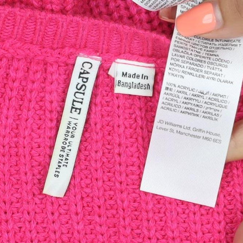 Capsule Women Pink UK 14 Cold Shoulder Long Sleeve Knit Tunic Jumper