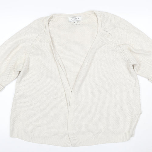 FatFace Women’s Ivory Size 14 Open V-Neck Cable Knit Cardigan