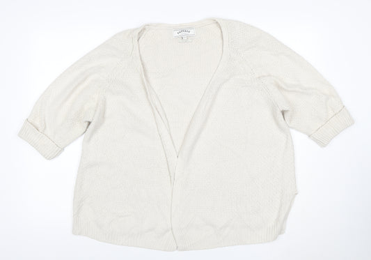 FatFace Women’s Ivory Size 14 Open V-Neck Cable Knit Cardigan