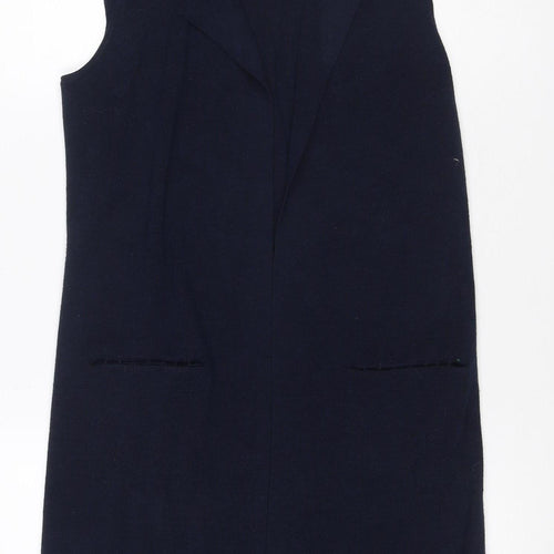 Paul Costelloe Women Blue UK 10 V-Neck Merino Wool Blend Jumper