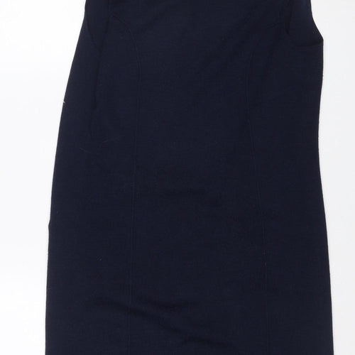 Paul Costelloe Women Blue UK 10 V-Neck Merino Wool Blend Jumper