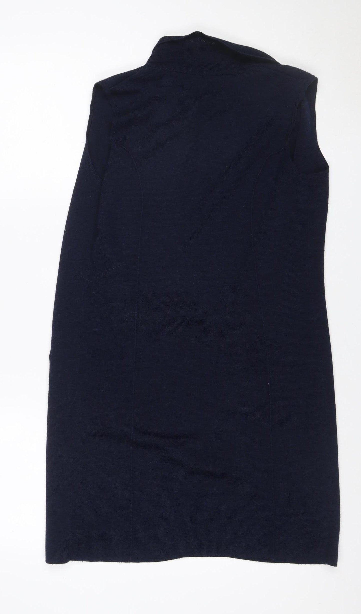 Paul Costelloe Women Blue UK 10 V-Neck Merino Wool Blend Jumper
