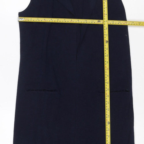 Paul Costelloe Women Blue UK 10 V-Neck Merino Wool Blend Jumper