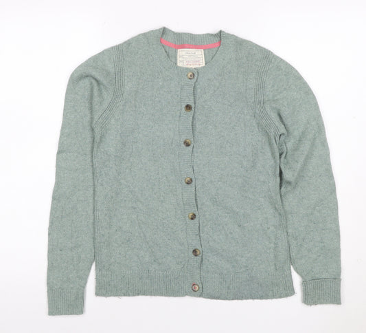Weird Fish Women’s Green Wool Blend Button Cardigan UK 8 Long Sleeve