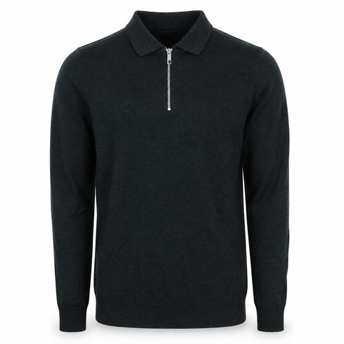 Next Men’s Black XS Henley Quarter Zip Cotton Knit Jumper