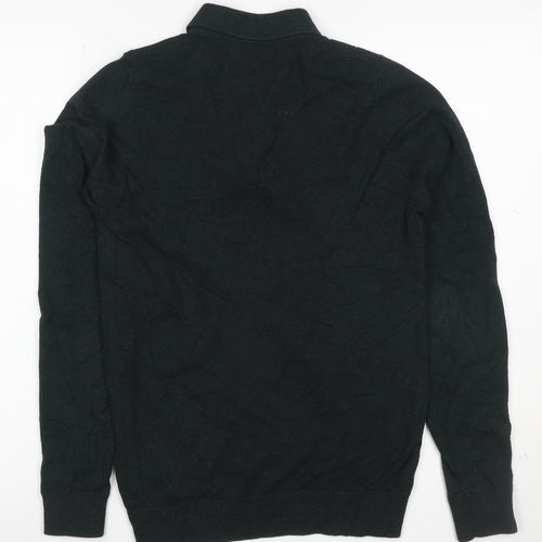Next Men’s Black XS Henley Quarter Zip Cotton Knit Jumper
