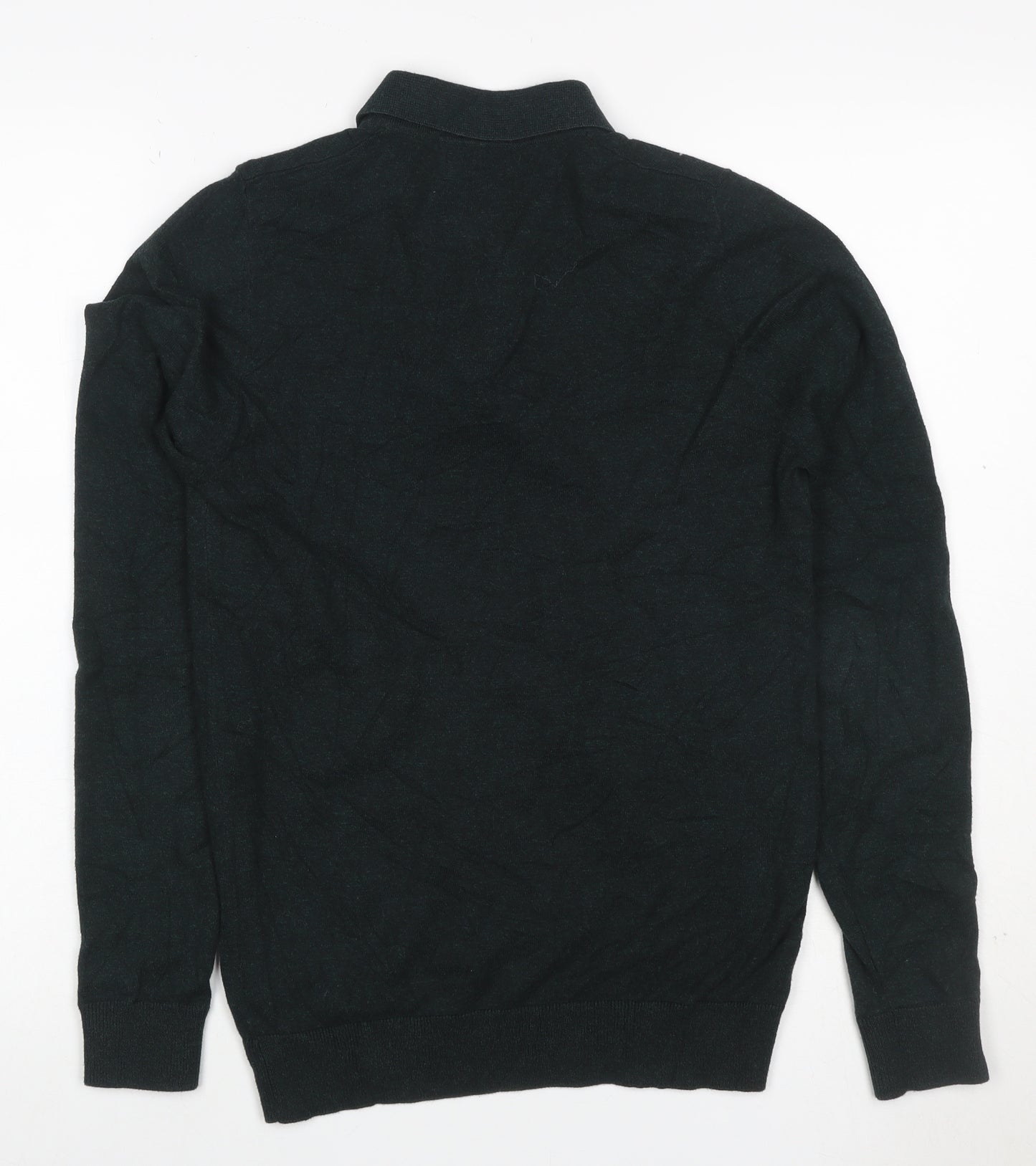 Next Men’s Black XS Henley Quarter Zip Cotton Knit Jumper