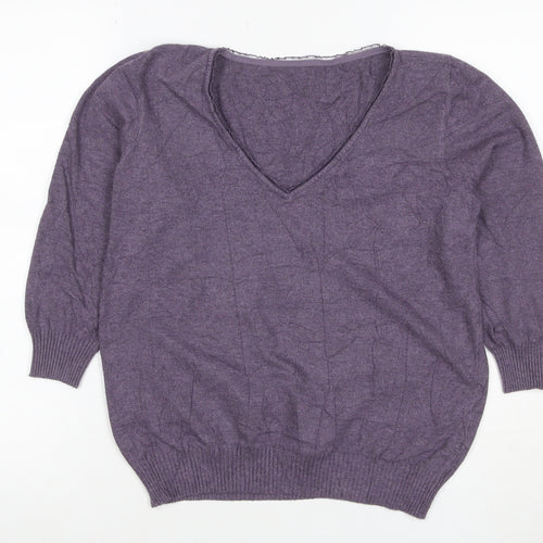 Marks & Spencer Per Una Women's Purple UK 8 V-Neck Knit Jumper