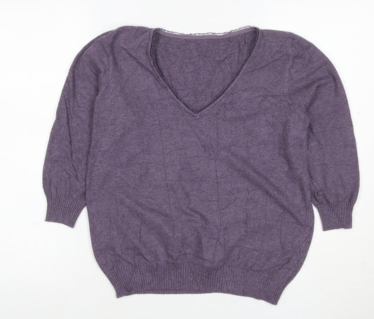 Marks & Spencer Per Una Women's Purple UK 8 V-Neck Knit Jumper