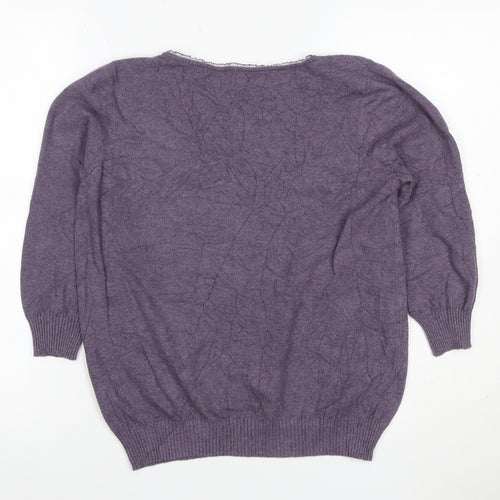 Marks & Spencer Per Una Women's Purple UK 8 V-Neck Knit Jumper