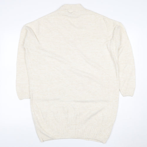 Miss Selfridge Women Ivory UK 10 Roll Neck Pocket Tunic Jumper