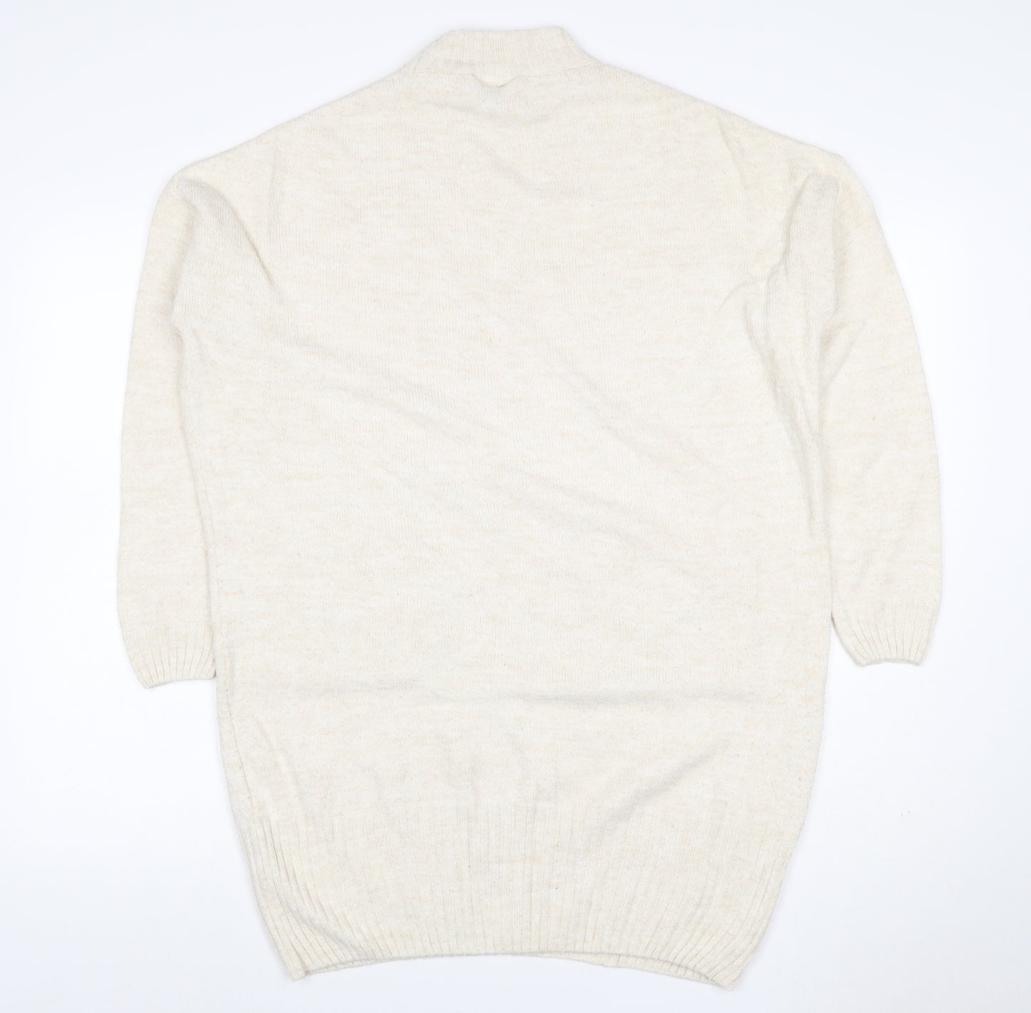 Miss Selfridge Women Ivory UK 10 Roll Neck Pocket Tunic Jumper