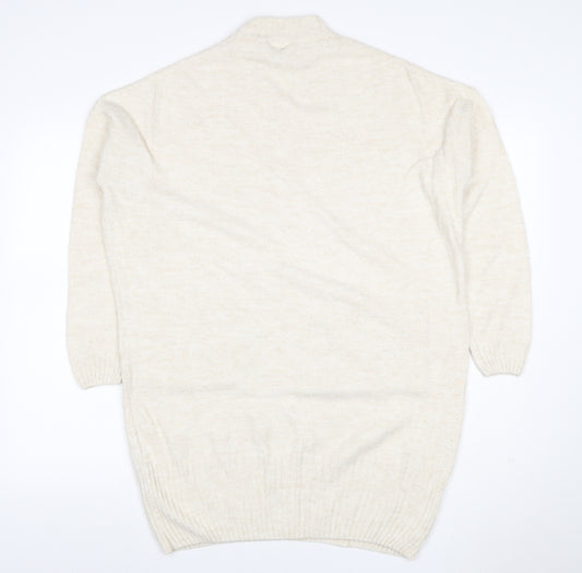 Miss Selfridge Women Ivory UK 10 Roll Neck Pocket Tunic Jumper