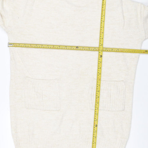 Miss Selfridge Women Ivory UK 10 Roll Neck Pocket Tunic Jumper