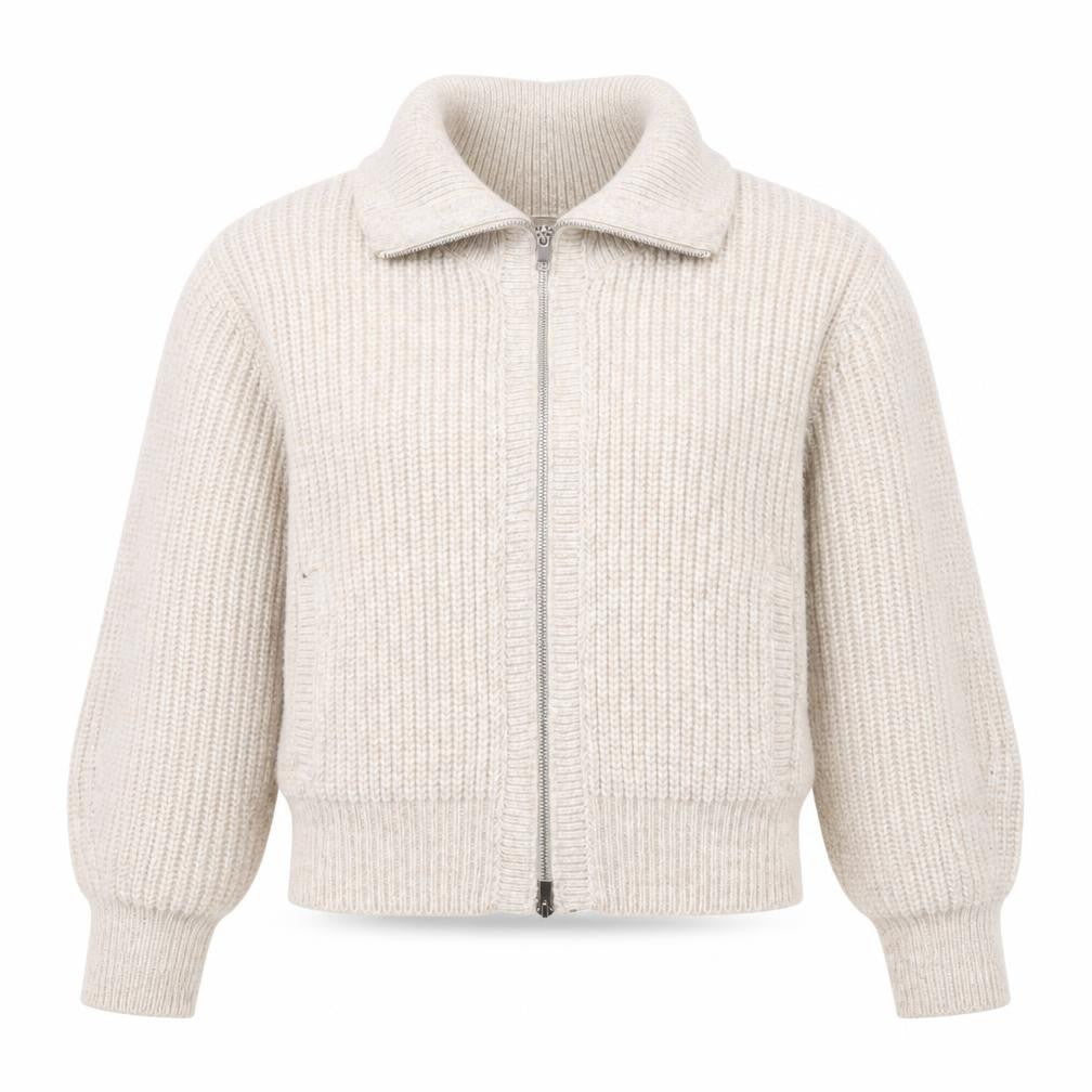 Marks and Spencer Women's Beige XS Full Zip Chunky Knit Cardigan