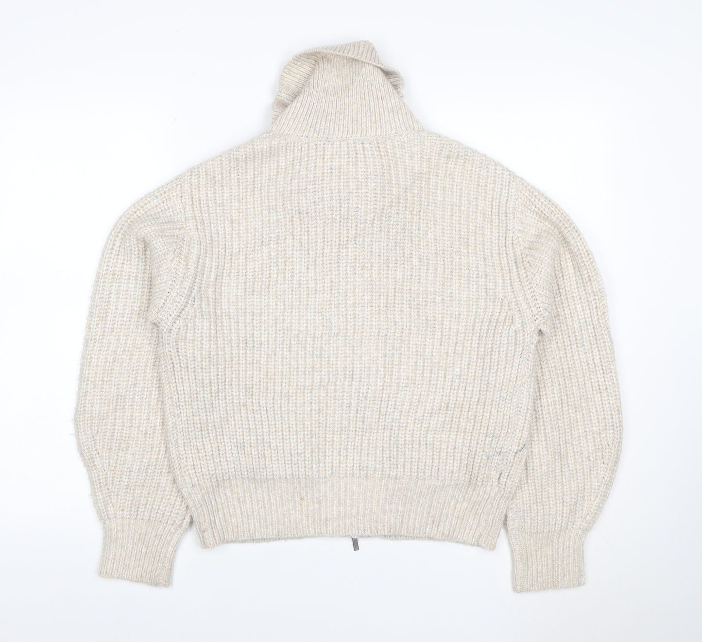 Marks and Spencer Women's Beige XS Full Zip Chunky Knit Cardigan
