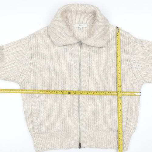 Marks and Spencer Women's Beige XS Full Zip Chunky Knit Cardigan