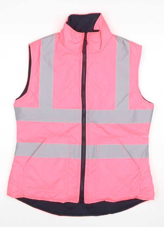 Equestrian Women Pink UK 10 Quilted Reflective Hi Vis Waistcoat