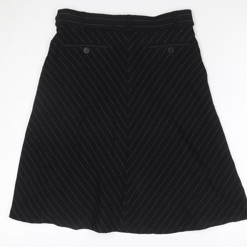 Jaeger Women’s Black Pinstripe UK 10 Knee Length Pencil Skirt