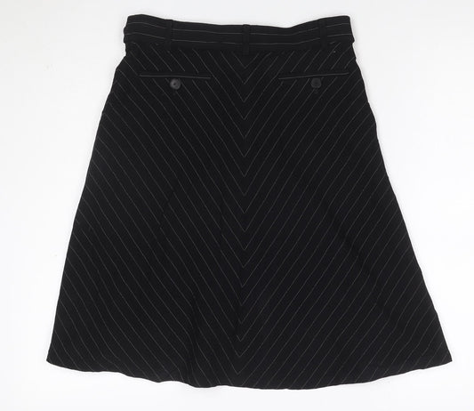 Jaeger Women’s Black Pinstripe UK 10 Knee Length Pencil Skirt