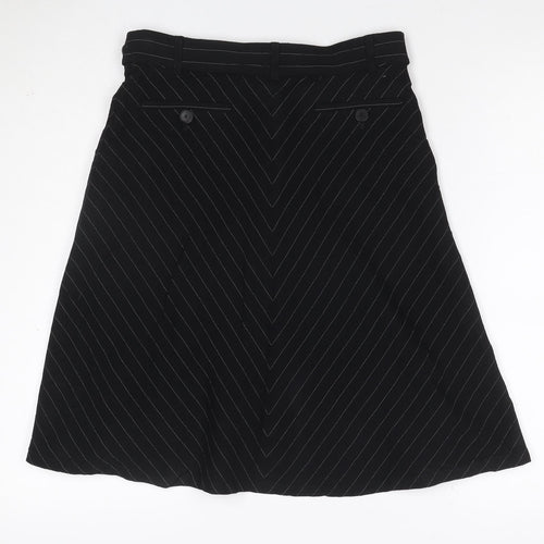 Jaeger Women’s Black Pinstripe UK 10 Knee Length Pencil Skirt