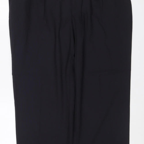 Marks and Spencer Men Black 38in Slim Wool Blend Dress Trousers