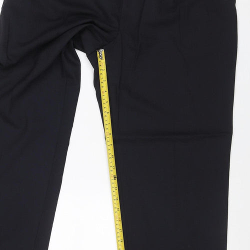 Marks and Spencer Men Black 38in Slim Wool Blend Dress Trousers