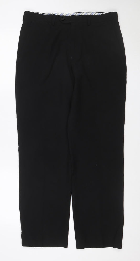 Marks & Spencer Men Black 32x31 Crease Resistant Dress Trousers
