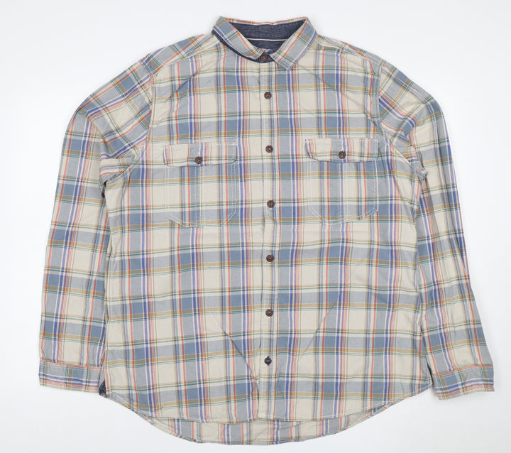 Next Men’s XL Multicoloured Plaid Cotton Long Sleeve Button-Up Shirt