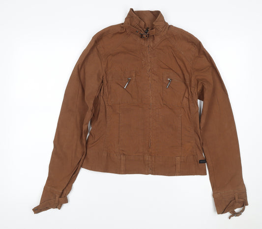 Claire.dk Jeans Wear Women’s Brown S Linen Blend Biker Jacket