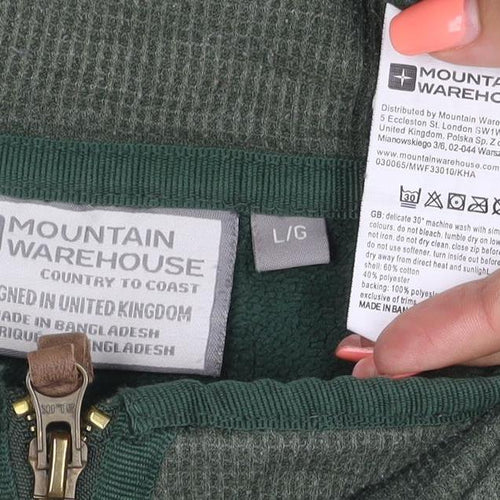 Mountain Warehouse Men’s Green L 1/4 Zip High Neck Sweatshirt